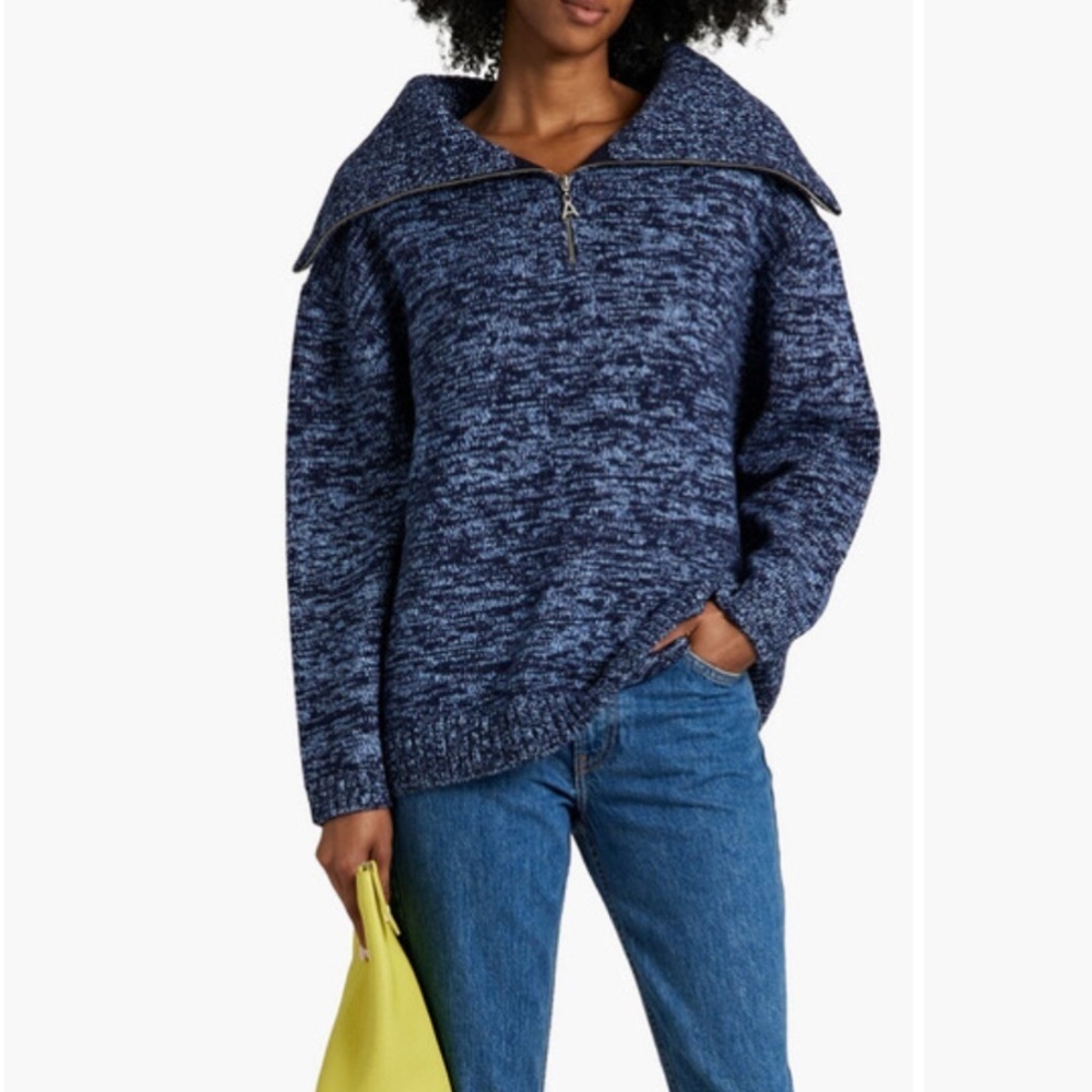 Alexa Chung Moon Wool & Cashmere Half Zip Sweater Size XS